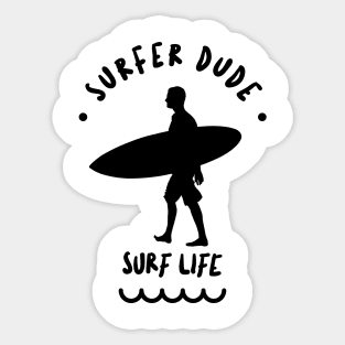 SURFER Dude Black Sticker